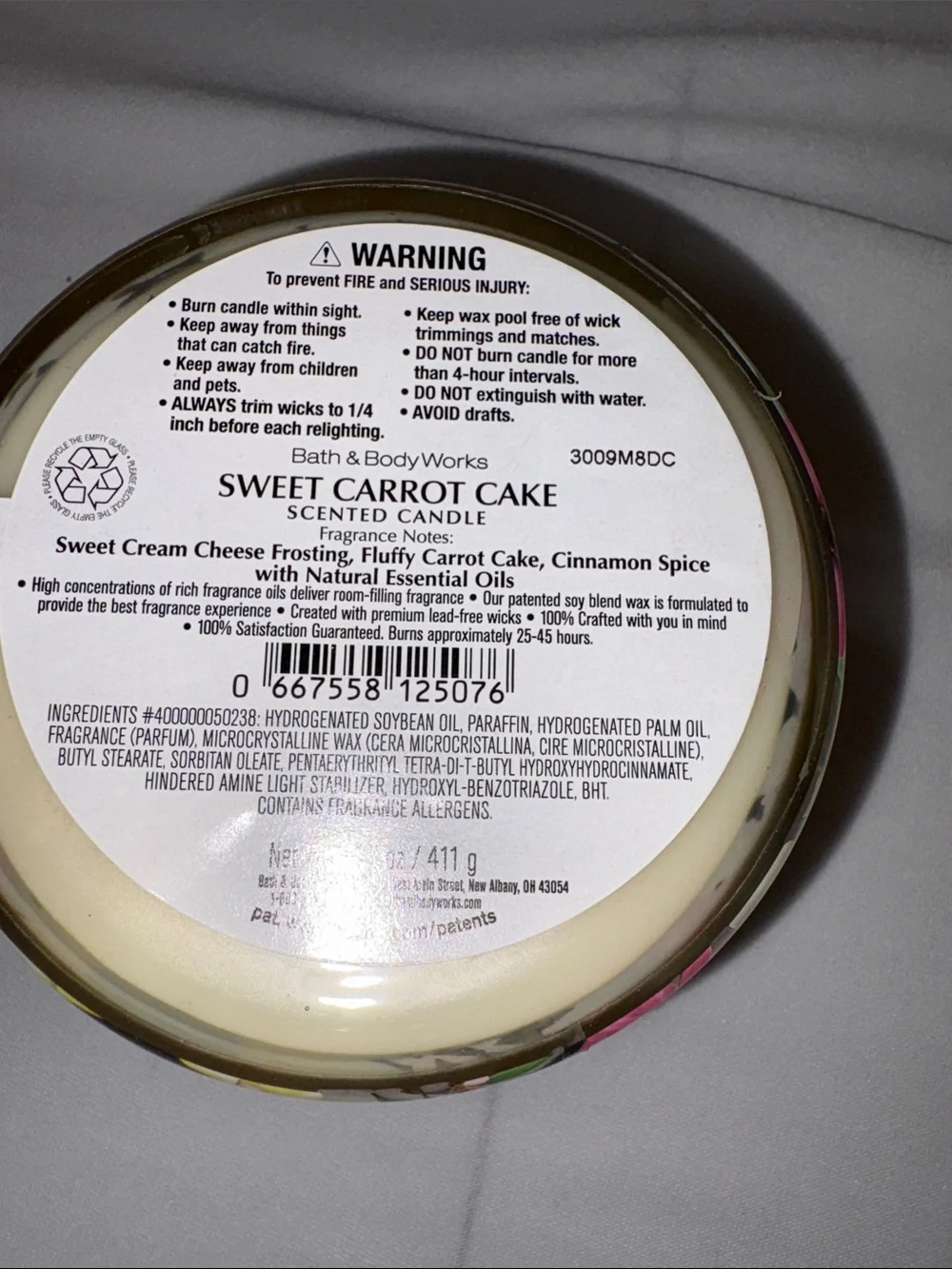 Bath & Body Works White Barn jar candle 14.5 oz 3 wick new Sweet Carrot Cake
